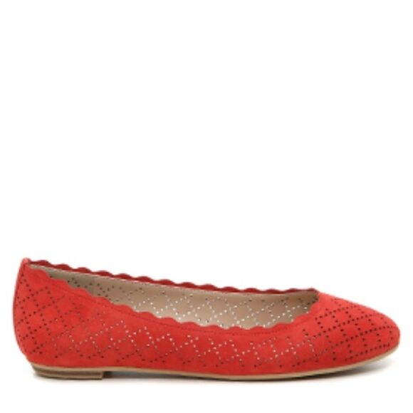 KELLY & KATIE PERFORATED SUEDE "WESLYNE" SIP ON BALLET FLAT SHOES - Picture 4 of 13